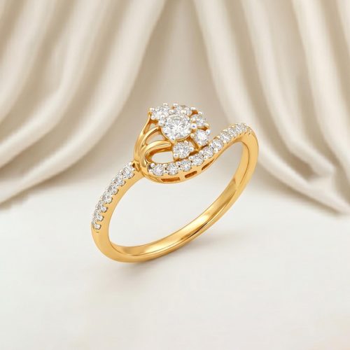 Exclusive 18K Yellow Gold Diamond Ring Featuring Natural Brilliant Diamonds Elegant & Refined