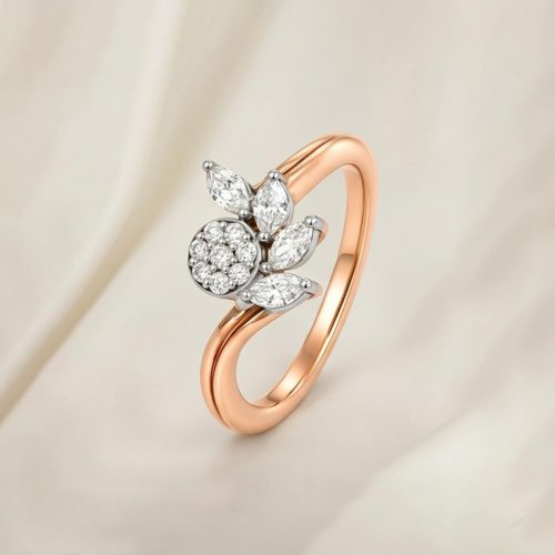 Minimal Elegant 18K Rose Gold Natural Diamond Ring  Perfect Everyday Luxury Wear