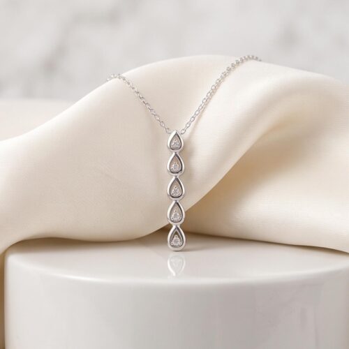 18K White Gold Natural Diamond Necklace Bafleh Jewellery Exclusive