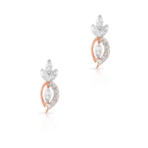 Timeless Luxury in Rose Gold 18K Diamond Earrings with Authentic IDT Certification by Bafleh Jewellery