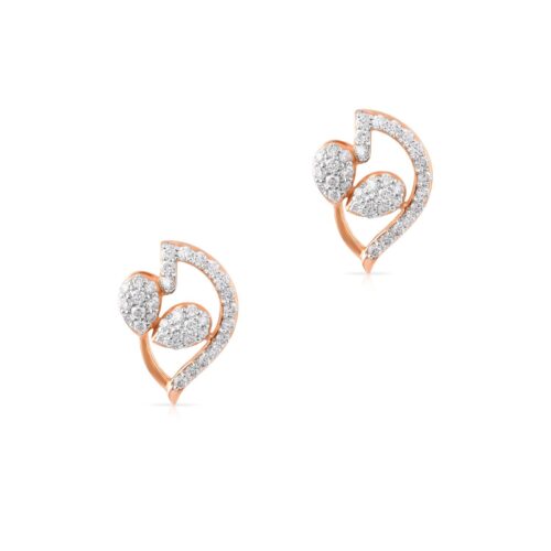 Elevate Your Elegance with Bafleh Jewellery?s 18K Rose Gold Diamond Earrings Certified Brilliance with IDT Guarantee