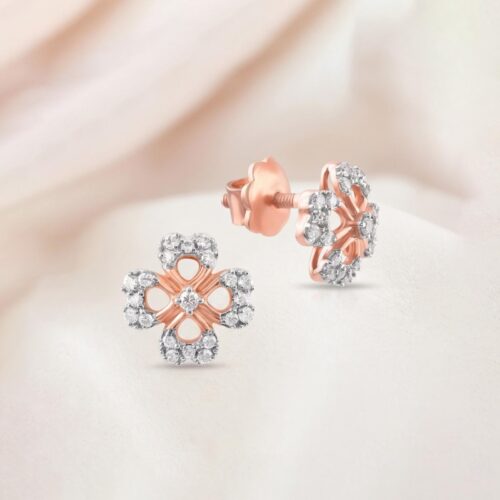 Bafleh Jewellery Presents Exquisite 18K Rose Gold Diamond Earrings Certified Brilliance for Your Timeless Style