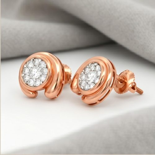 Exquisite 18K Rose Gold Diamond Stud Earrings Featuring Natural Diamonds| Bafleh Jewellery Exclusive