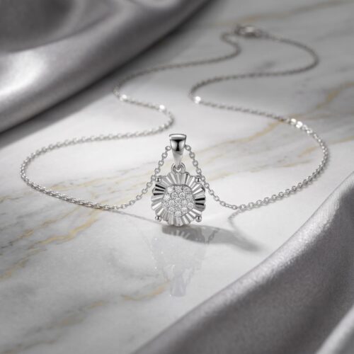Bafleh Jewellery Presents a Stunning White Gold Round Shape Diamond Necklace Perfect for Every Occasion