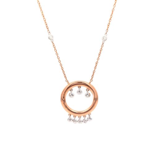 Luxurious 18K Rose Gold Round Shape Natural Diamond Necklace Crafted with Brilliant Natural Diamonds Signature Design by Bafleh Jewellery