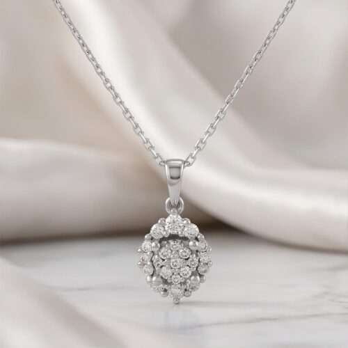 Stunning White Gold Necklace Adorned with Premium Diamonds Bafleh Jewellery Collection