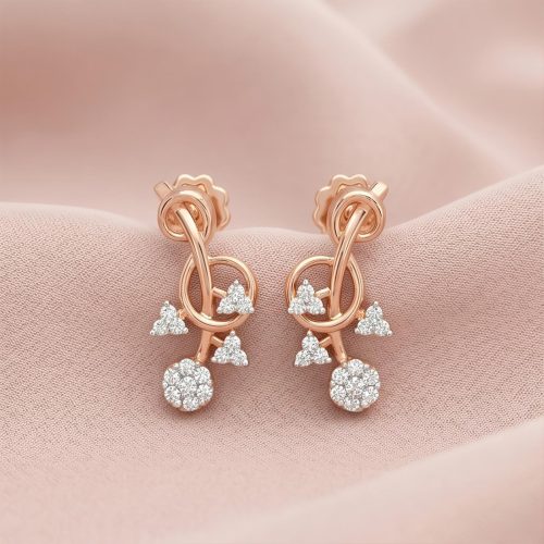 Elegant 18K Rose Gold Stud Earrings with Natural Diamonds |Now Available at Bafleh Jewellery