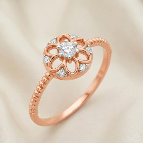 Exclusive 18K Rose Gold Natural Diamond Ring Handcrafted Elegance with Brilliant Shine by Bafleh Jewellery