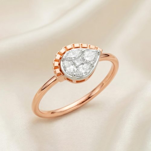 Modern Luxury 18K Rose Gold Diamond Ring with Natural Diamonds Crafted for Elegant Women