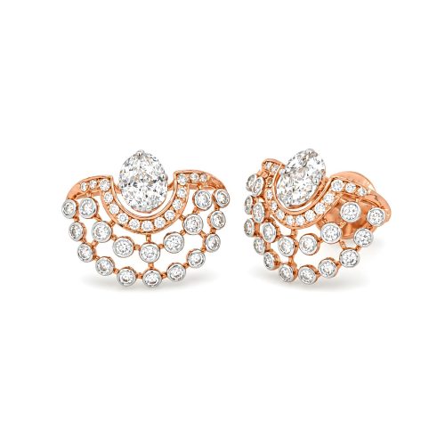 Luxury 18K Gold Rose Gold Diamond Stud Earrings with Natural Diamonds ? Exclusively at Bafleh Jewellery