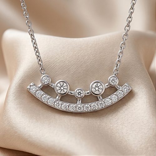 Luxury 18K White Gold Diamond Necklace with IDT Certification Bafleh Jewellery Exclusive