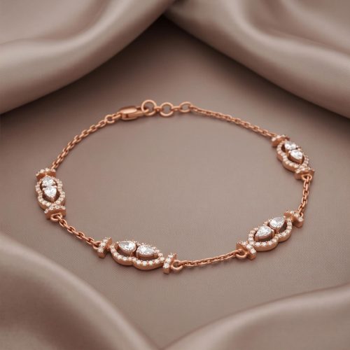 Discover Exquisite 18K Rose Gold Bracelets with Natural Diamonds at Bafleh Jewellery