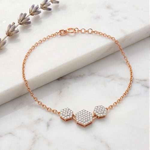 Modern 18K Rose Gold Natural Diamond Bracelet Everyday Luxury with IDT Certificate by Bafleh Jewellery