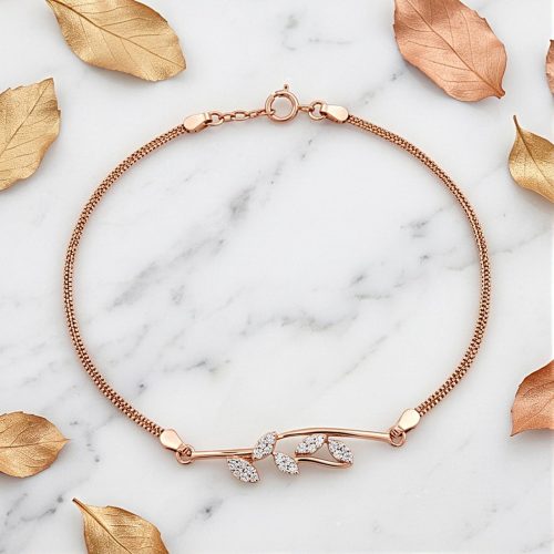 Premium 18K Rose Gold Diamond Bracelet with IDT Certification  Beautiful Modern Design by Bafleh Jewellery