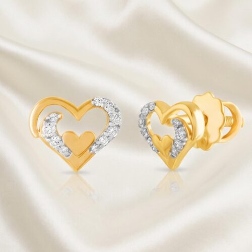 Perfect Expression of Love Handcrafted 18K Yellow Gold Diamond Heart Earrings