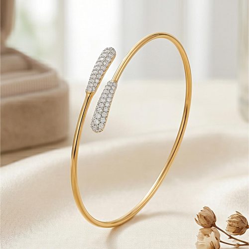 Designer Natural Diamond Bangle in 18K Gold Finish