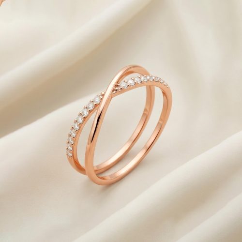 Romantic 18K Rose Gold Natural Diamond Ring  Designed for Modern Elegance and Grace