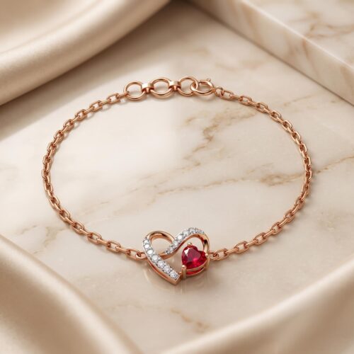 The Eternal Hearts: Diamond & Ruby Bracelet by Bafleh Jewellery