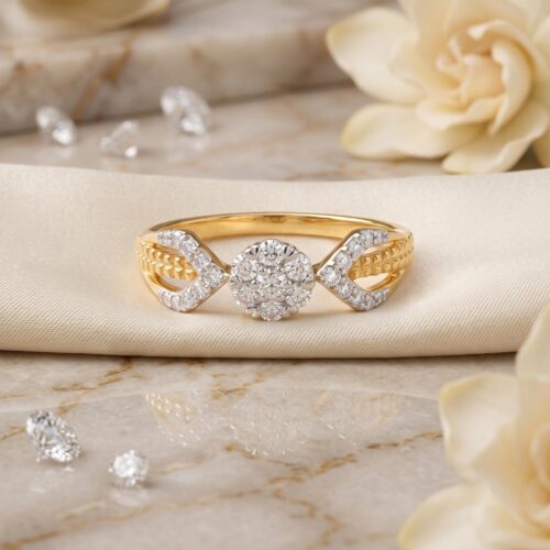 A Masterpiece of Elegance 18K Yellow Gold Natural Diamond Ring Crafted for Those Who Appreciate True Luxury | Bafleh Jewellery