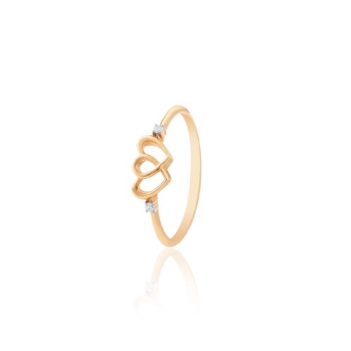 Perfect Gift: Yellow Gold Double Heart Diamond Rings for Special Moments
