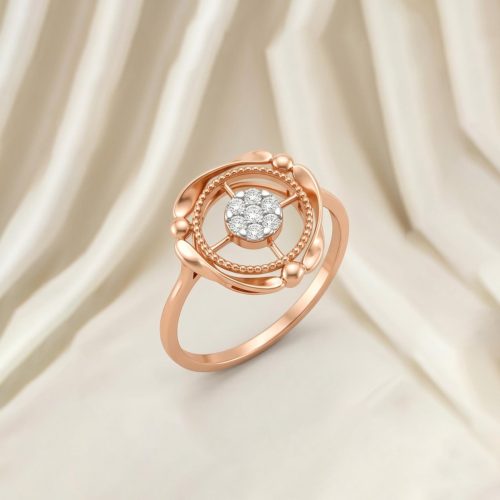Elegant Floral-Inspired 18K Rose Gold Natural Diamond Ring Designed for Timeless Sophistication