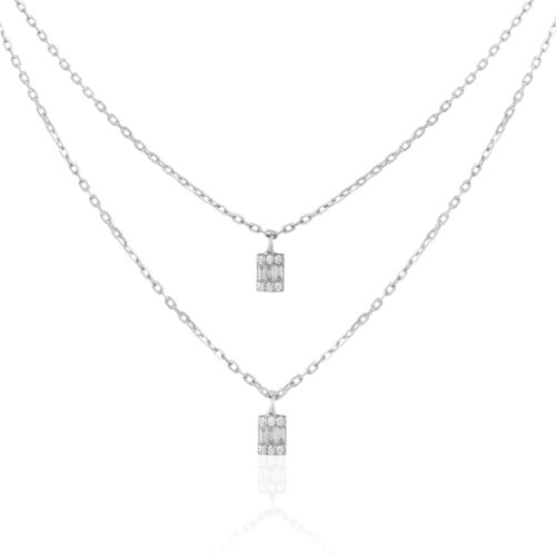 Make Every Moment Sparkle: Exquisite Double-Layer White Gold Diamond Necklace from Bafleh Jewellery