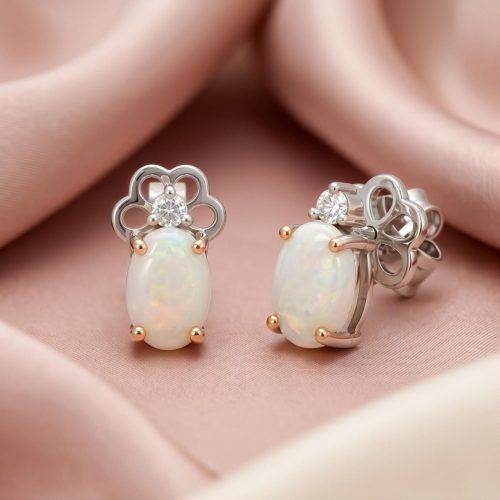 Premium Pearl Stud Earrings with Natural Diamonds in 18K White Gold |Classic Everyday Luxury