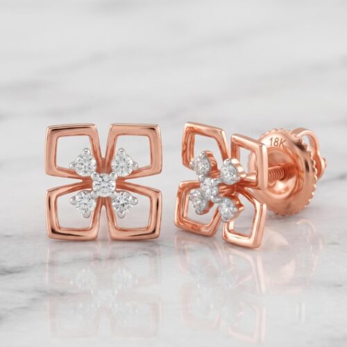 Exquisite 18K Rose Gold Diamond Earrings A Perfect Blend of Luxury & Grace
