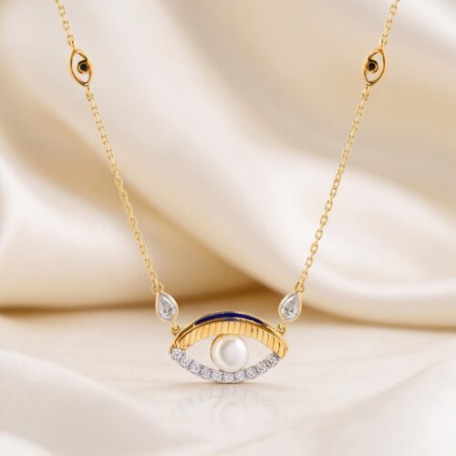 Fashion Meets Tradition: Lightweight Diamond Evil Eye Necklace