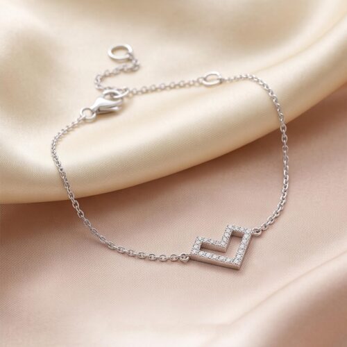 Bafleh Jewellery Exclusive 18K White Gold Heart Diamond Bracelet
