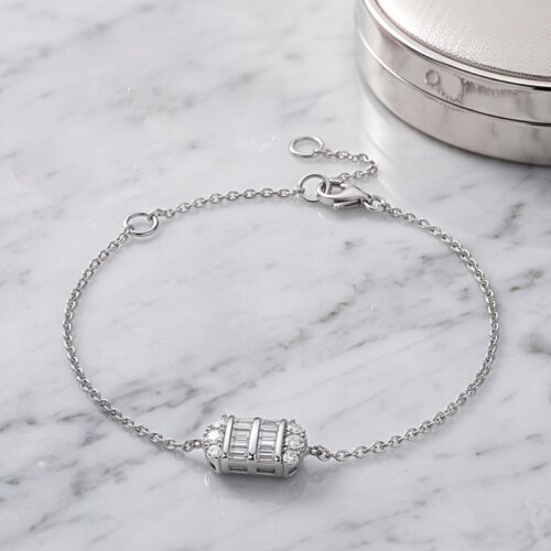 18K White Gold with Natural Diamond Bracelets Only at Bafleh Jewellery