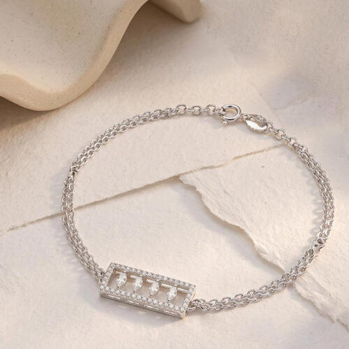 Elegant 18K White Gold Round Cut Natural Diamond Bracelet Daily Wear Luxury | IDT Certified by Bafleh Jewellery