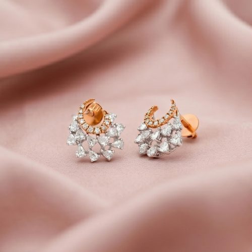 Beautifully Crafted 18K Rose Gold Stud Earrings with Natural Diamonds |Exclusive at Bafleh Jewellery