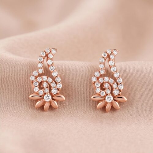 Discover Timeless Beauty with 18K Rose Gold Diamond Stud Earrings