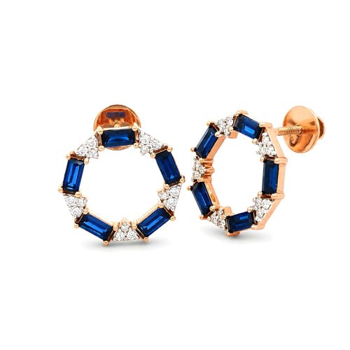 Luxury Crafted 18K Rose Gold Sapphire Earrings with Brilliant Natural Diamond Detailing | Exclusive at Bafleh Jewellery