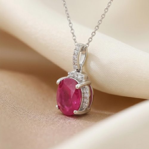 Timeless 18K White Gold Ruby Necklace with Authentic Natural Diamonds A Statement of Elegance and Fine Craftsmanship from Bafleh Jewellery