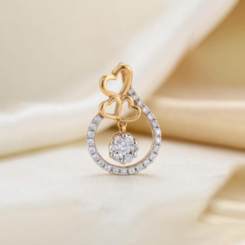 Luxury 18K Yellow Gold Heart Pendant Adorned with Natural Diamonds