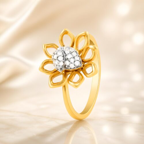 Celebrate Elegance with 18K Yellow Gold Flower Shape Diamond Ring
