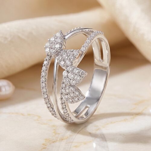 Discover Luxury with an Exquisite 18K White Gold Natural Diamond Ring by Bafleh Jewellery