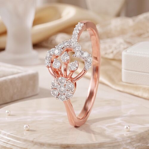 Experience Luxury with 18K Rose Gold Natural Diamond Ring from Bafleh Jewellery