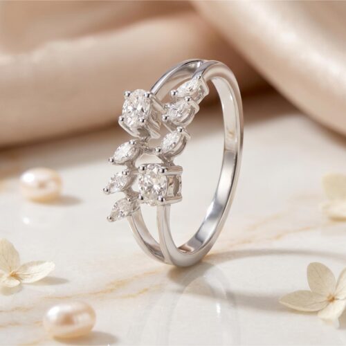Elegant 18K White Gold Natural Diamond Ring Timeless Luxury by Bafleh Jewellery