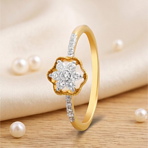Premium 18K Yellow Gold Ring with Brilliant Natural Diamonds Handcrafted Fine Jewellery Exclusive by Bafleh Jewellery