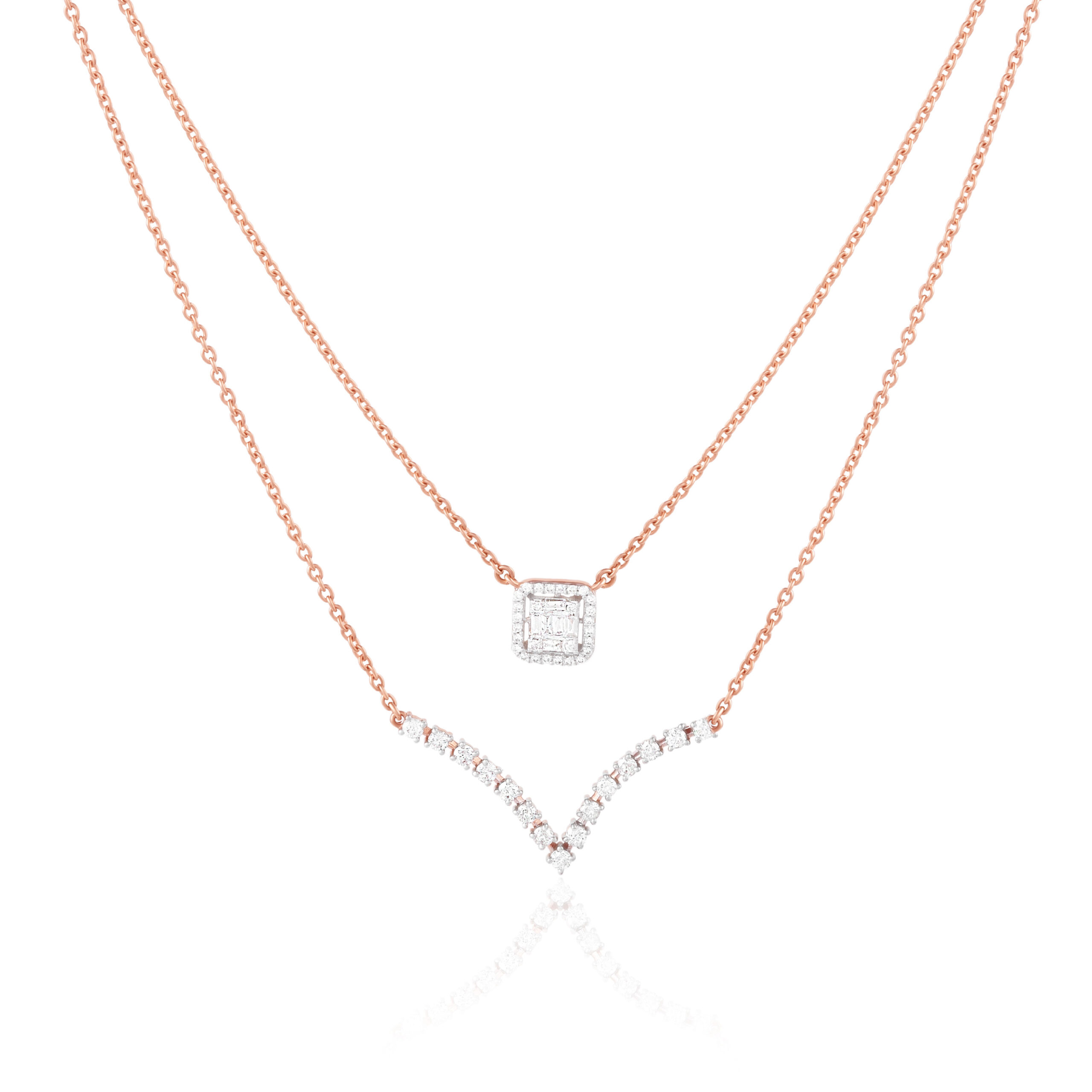 Double Layer Diamond Necklace with IDT Certificate – Exclusively at Bafleh Jewellery