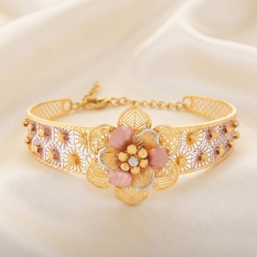 Majestic Motifs: Floral and Filigree Designs in 22kt Gold Bangles