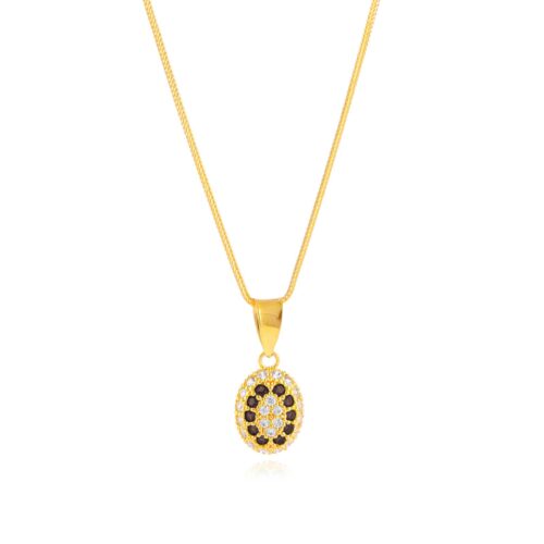 Elegant Oval Charm: 22kt Gold Necklace of Timeless Grace
