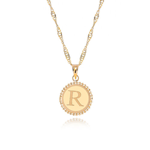 18K Gold 'R' Pendant Necklace