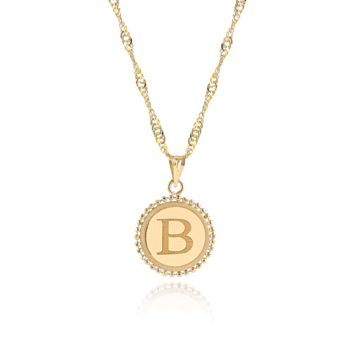18K Gold 'B' Pendant Necklace