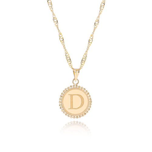 18K Gold 'D' Pendant Necklac