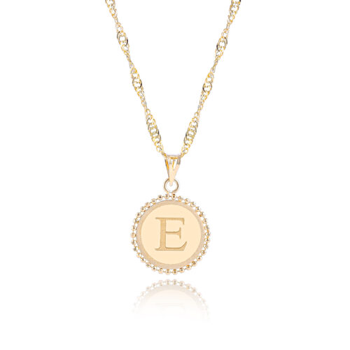 18K Gold 'E' Pendant Necklac