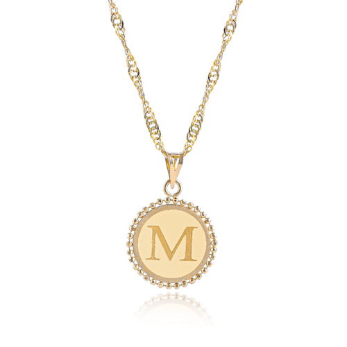 18K Gold 'M' Pendant Necklace